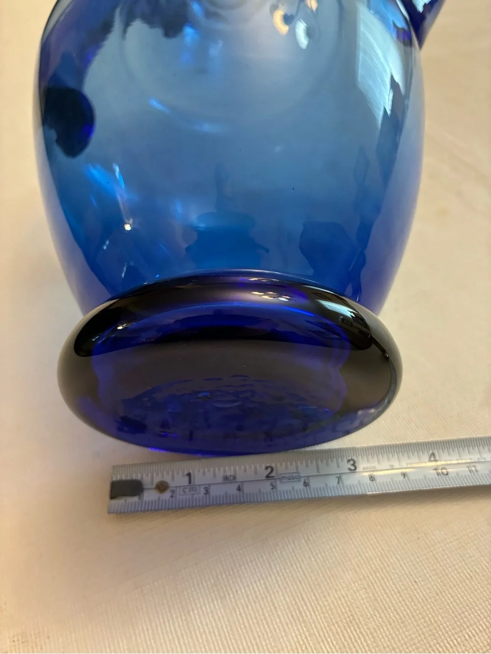 Vintage Cobalt Hand Crafted Double-Handled Blown Glass Vase